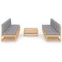 9-teiliges Gartenmöbel-Set und Kissen aus massivem Kiefernholz von vidaXL, Gartensets - Ref: Foro24-3076404, Preis: 903,40 €,...