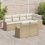 Conjunto de sofá de jardín con cojín 7 pcs Beige Poliratán