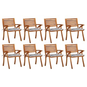 Gartenstühle 8 Stück aus massivem Teakholz mit Kissen von vidaXL, Gartenstühle - Ref: Foro24-3075215, Preis: 774,85 €, Rabatt: %