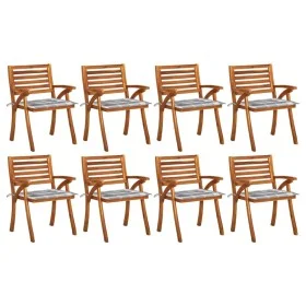 Sillas de jardín 8 uds madera maciza de teca con cojines de vidaXL, Sillas de jardín - Ref: Foro24-3075215, Precio: 720,53 €,...