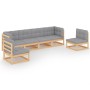 6-teiliges Gartenmöbel-Set mit Kissen aus massivem Kiefernholz von vidaXL, Gartensets - Ref: Foro24-3076449, Preis: 571,94 €,...