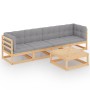 5-teiliges Gartenmöbel-Set mit Kissen aus massivem Kiefernholz von vidaXL, Gartensets - Ref: Foro24-3076414, Preis: 435,04 €,...