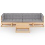 5-teiliges Gartenmöbel-Set mit Kissen aus massivem Kiefernholz von vidaXL, Gartensets - Ref: Foro24-3076414, Preis: 435,04 €,...