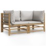 Garten-Ecksofas mit hellgrauen Kissen 2 Stück Bambus von vidaXL, Gartensets - Ref: Foro24-3155086, Preis: 213,93 €, Rabatt: %