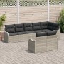 Conjunto de sofá de jardín con cojín 8 pcs Gris claro Poliratán