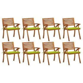 Sillas de jardín 8 uds madera maciza de teca con cojines de vidaXL, Sillas de jardín - Ref: Foro24-3075212, Precio: 706,57 €,...