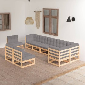 Garden furniture set 9 pieces and cushions solid pine wood by vidaXL, Garden sets - Ref: Foro24-3076684, Price: 913,54 €, Dis...