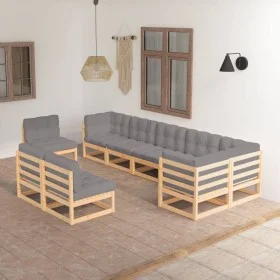 Garden furniture set 9 pieces and cushions solid pine wood by vidaXL, Garden sets - Ref: Foro24-3076684, Price: 900,09 €, Dis...