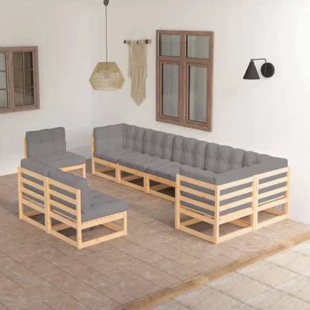 Garden furniture set 9 pieces and cushions solid pine wood by vidaXL, Garden sets - Ref: Foro24-3076684, Price: 900,09 €, Dis...