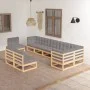 Garden furniture set 9 pieces and cushions solid pine wood by vidaXL, Garden sets - Ref: Foro24-3076684, Price: 900,09 €, Dis...
