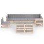 Garden furniture set 9 pieces and cushions solid pine wood by vidaXL, Garden sets - Ref: Foro24-3076684, Price: 900,09 €, Dis...
