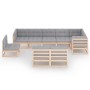 Gartenmöbel-Set 9-teilig und Kissen aus massivem Kiefernholz von vidaXL, Gartensets - Ref: Foro24-3076684, Preis: 913,54 €, R...