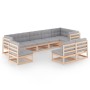 Garden furniture set 9 pieces and cushions solid pine wood by vidaXL, Garden sets - Ref: Foro24-3076684, Price: 913,54 €, Dis...