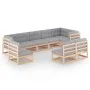 Garden furniture set 9 pieces and cushions solid pine wood by vidaXL, Garden sets - Ref: Foro24-3076684, Price: 900,09 €, Dis...