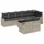 Conjunto de sofá de jardín con cojín 9 pcs Gris claro Poliratán