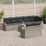 Conjunto de sofá de jardín con cojín 9 pcs Gris claro Poliratán
