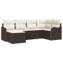 Conjunto de sofá de jardín 6 pcs Marrón y Poliratán