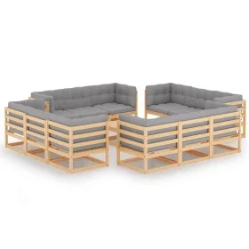 Gartenmöbel-Set 13-teilig und Kissen aus massivem Kiefernholz von vidaXL, Gartensets - Ref: Foro24-3076344, Preis: 1,00 €, Ra...