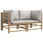 Garten-Ecksofas mit hellgrauen Kissen 2 Stück Bambus von vidaXL, Gartensets - Ref: Foro24-3155086, Preis: 213,93 €, Rabatt: %