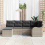 Conjunto de sofá de jardín con cojín 6 pcs Gris claro Poliratán