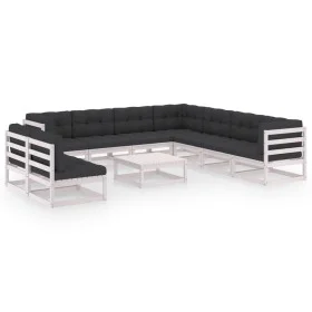 10-piece garden furniture set with white pine wood cushions by vidaXL, Garden sets - Ref: Foro24-3076910, Price: 881,63 €, Di...