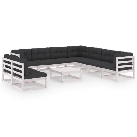 10-teiliges Gartenmöbel-Set mit Kissen aus weißem Kiefernholz von vidaXL, Gartensets - Ref: Foro24-3076910, Preis: 881,10 €, ...