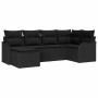 Conjunto de sofá de jardín con cojín 6 pcs Negro Poliratán