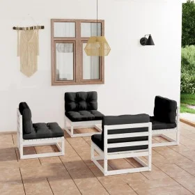 Gartenmöbel-Set 4-teilig aus massivem Kiefernholz und Kissen von vidaXL, Gartensets - Ref: Foro24-3076310, Preis: 354,72 €, R...