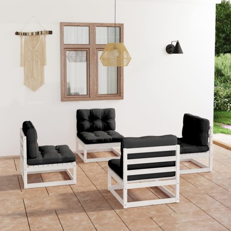 Gartenmöbel-Set 4-teilig aus massivem Kiefernholz und Kissen von vidaXL, Gartensets - Ref: Foro24-3076310, Preis: 363,92 €, R...