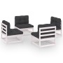 Gartenmöbel-Set 4-teilig aus massivem Kiefernholz und Kissen von vidaXL, Gartensets - Ref: Foro24-3076310, Preis: 363,92 €, R...