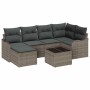 Conjunto de sofá de jardín con cojín 7 pcs Gris Poliratán
