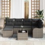 Conjunto de sofá de jardín con cojín 7 pcs Gris Poliratán