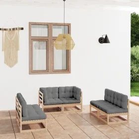 6-teiliges Gartenmöbel-Set und Kissen aus massivem Kiefernholz von vidaXL, Gartensets - Ref: Foro24-3076459, Preis: 563,19 €,...