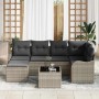 Conjunto de sofá de jardín con cojín 7 pcs Gris claro Poliratán