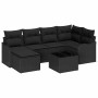 Conjunto de sofá de jardín con cojín 7 pcs Negro Poliratán