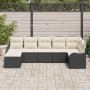 Conjunto de sofá de jardín 7 pcs Negro y blanco Poliratán