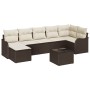 Conjunto de sofá de jardín 8 pcs Marrón y blanco Poliratán