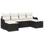 Conjunto de sofá de jardín 6 pcs Negro y blanco Poliratán