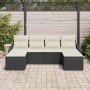 Conjunto de sofá de jardín 6 pcs Negro y blanco Poliratán