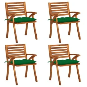 Garden chairs with cushions, 4 units, solid acacia wood. by vidaXL, Garden chairs - Ref: Foro24-3075194, Price: 381,38 €, Dis...