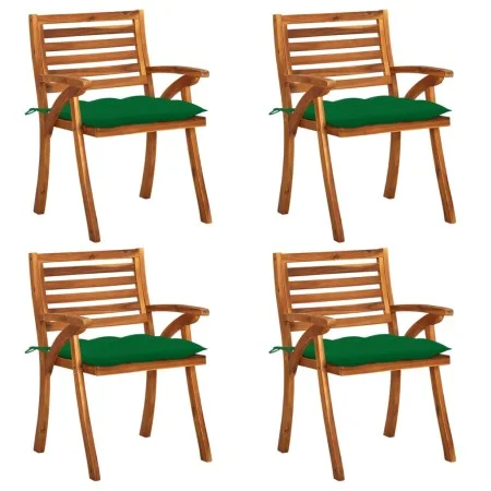Garden chairs with cushions, 4 units, solid acacia wood. by vidaXL, Garden chairs - Ref: Foro24-3075194, Price: 412,69 €, Dis...