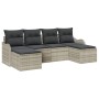 Conjunto de sofá de jardín con cojín 6 pcs Gris claro Poliratán