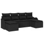 Conjunto de sofá de jardín con cojín 6 pcs Negro Poliratán