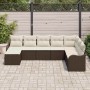 Conjunto de sofá de jardín 8 pcs Marrón y blanco Poliratán