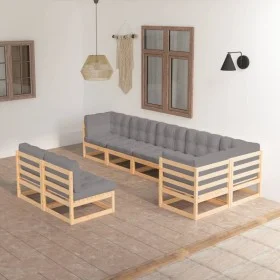 8 Stk. Gartenmöbel und Kissen aus massivem Zirbenholz von vidaXL, Gartensets - Ref: Foro24-3076664, Preis: 780,49 €, Rabatt: %