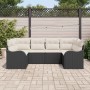 Conjunto de sofá de jardín 6 pcs Negro y Poliratán