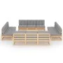 Gartenmöbel-Set 13-teilig und Kissen aus massivem Kiefernholz von vidaXL, Gartensets - Ref: Foro24-3076329, Preis: 1,00 €, Ra...