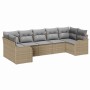 Conjunto de sofá de jardín 7 pcs beige y gris claro Poliratán