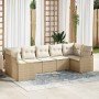 Conjunto de sofá de jardín 7 pcs Beige, Poliratán