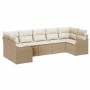 Conjunto de sofá de jardín 7 pcs Beige, Poliratán